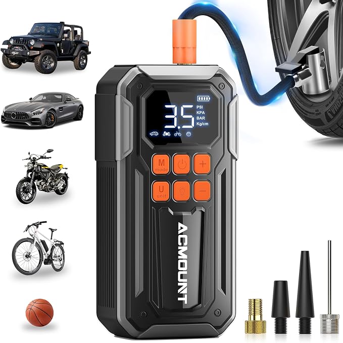 Tire Inflator Portable Air Compressor, 160PSI 10000mAH, 3X Faster Cordless Air by Acmount