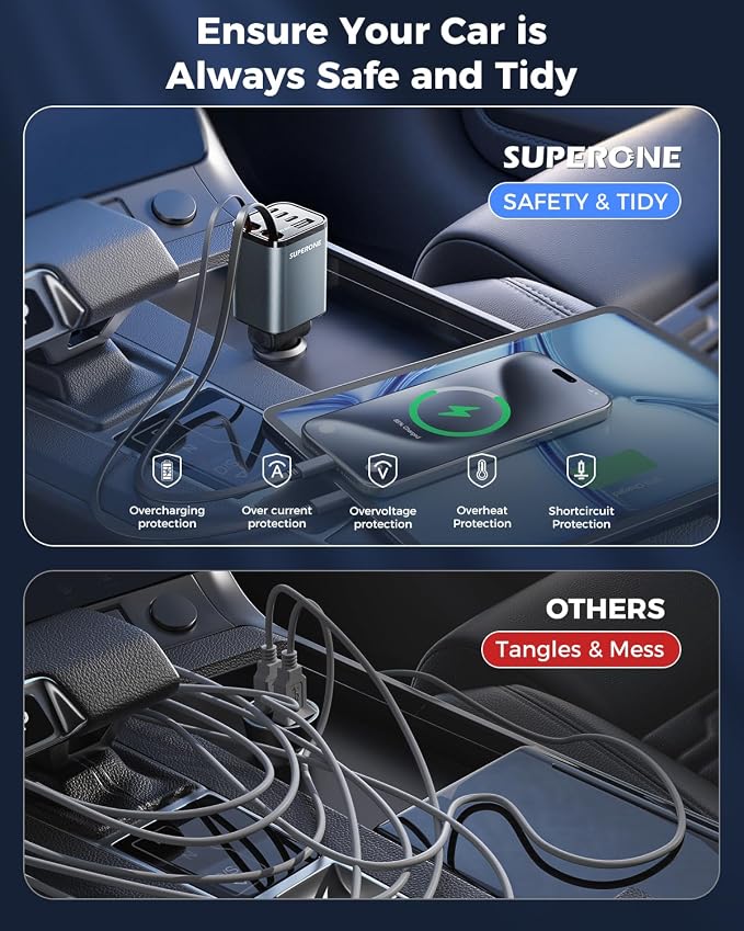 SUPERONE 6 in 1 Retractable Car Charger - Image 7