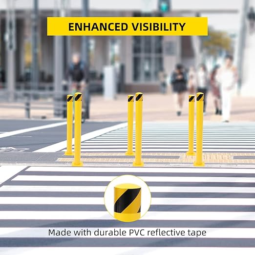 6Pcs Heavy Duty Safety Bollards, 4.5" Diameter Steel Pipe Bollard Post - Image 3