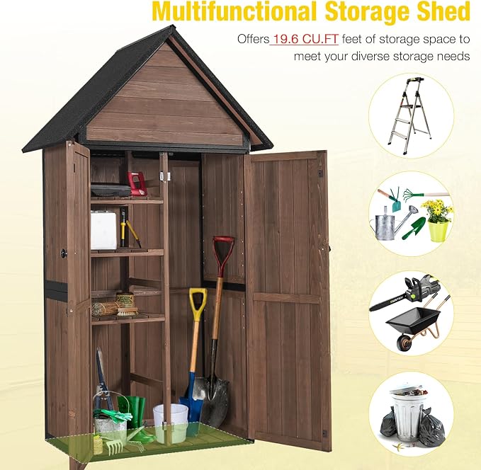 Outdoor Storage Shed, Vertical Wooden Tool Shed - Image 6