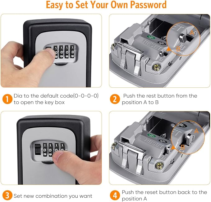 Key Lock Box Wall Mounted, Fayleeko 4 Digit Combination Lockbox - Image 5