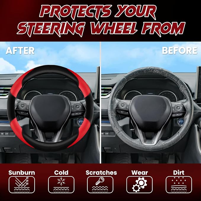 Breathable Soft Leather Steering Wheel Cover - Image 4