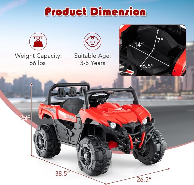 OLAKIDS 12V Ride on Car UTV, Battery Powered Off-Road Kids Electric Vehicles - Image 5
