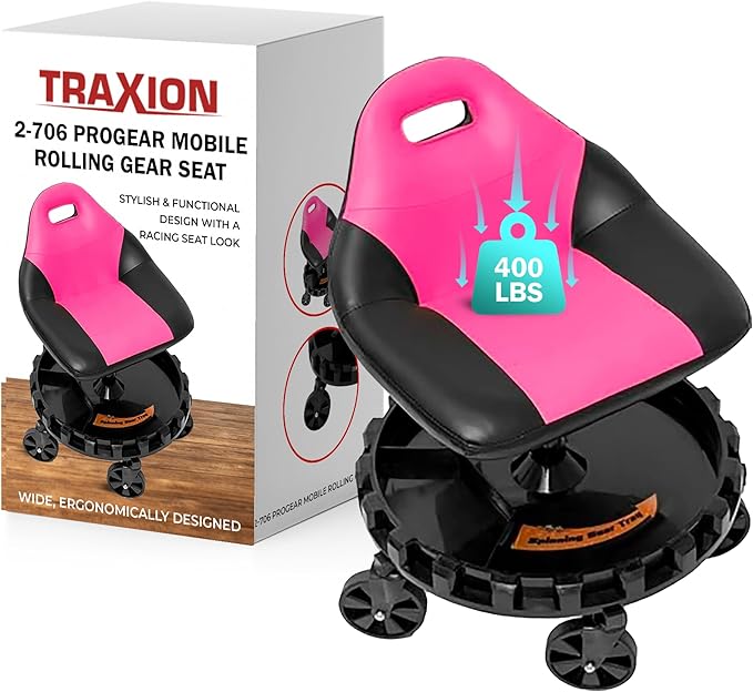 Traxion 400lb Capacity 2-706 Pink Progear Mobile Rolling Gear Seat by TraXionEngineeredProducts