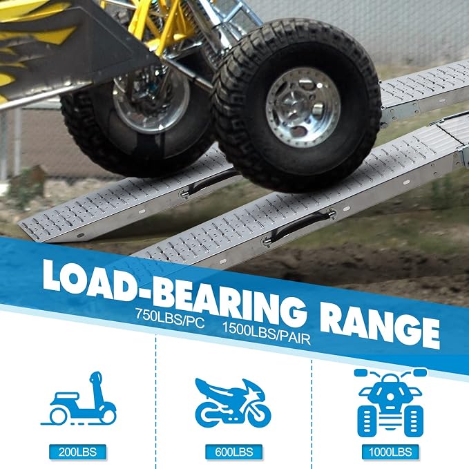 78.7" L × 8.6" W Loading Ramps for Pickup Trucks, 1500LBS Folding Truck Ramps - Image 3