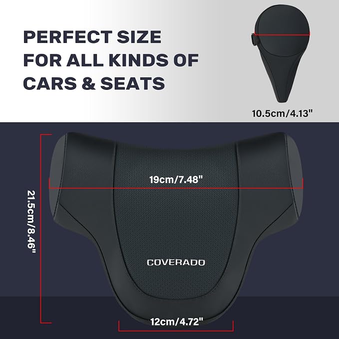 Coverado Car Headrest Pillow, Ergonomic Memory Foam Car Neck Pillow - Image 6