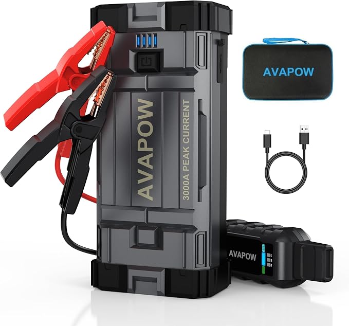 AVAPOW Car Battery Jump Starter 3000A Peak, Jumpstart by AVAPOW