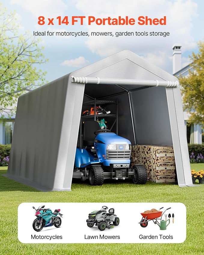 VEVOR Outdoor Storage Shed, 8 x 14 ft Portable Storage Tent - Image 2