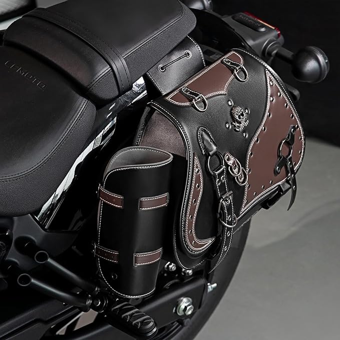 Motorcycle Saddlebags, 30L Leather Waterproof Side Saddle Bags - Image 8