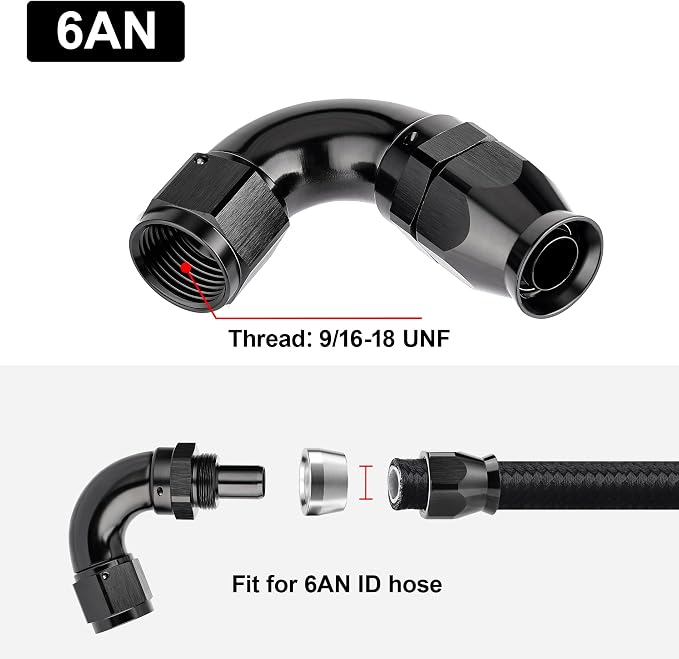 EVIL ENERGY 6AN 120 Degree PTFE One Piece Full Flow End Hose Fitting Aluminum - Image 4