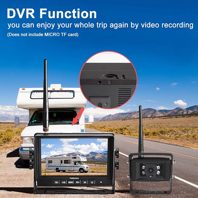 Haloview MC7108 Wireless RV Backup Camera System 7'' Monitor Built in DVR Rear - Image 3