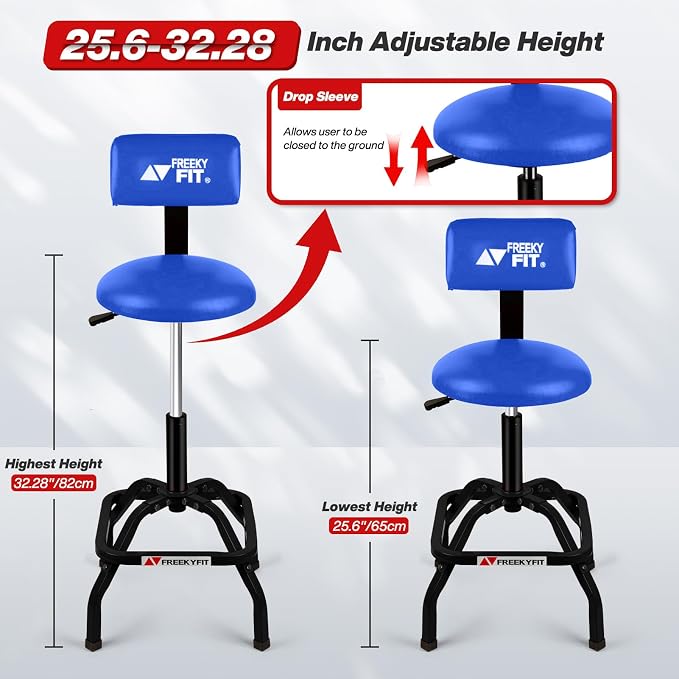 Shop Stool with Backrest, Mechanic Garage Stool - Image 2