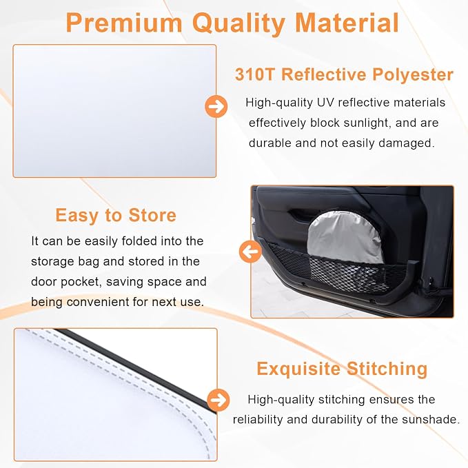Windshield Sun Shade for Jeep Wrangler JK 2007-2018, Foldable Heat Shield - Image 6