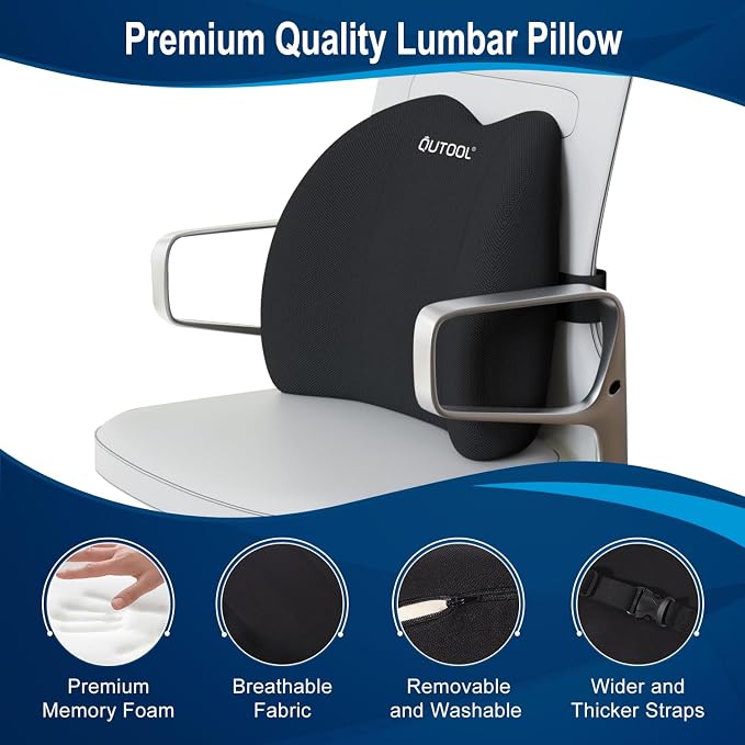 QUTOOL Lumbar Support Pillow for Office Chair, Memory Foam Low Back Support - Image 9