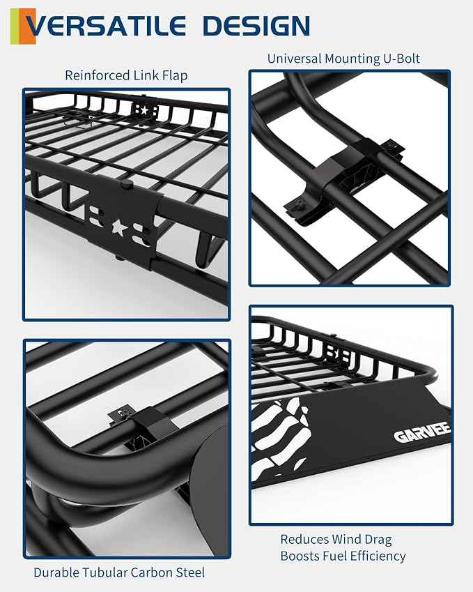 46" x 36" Universal Roof Rack Carrier Basket, 200 Lbs Capacity Car Cargo Rack - Image 2