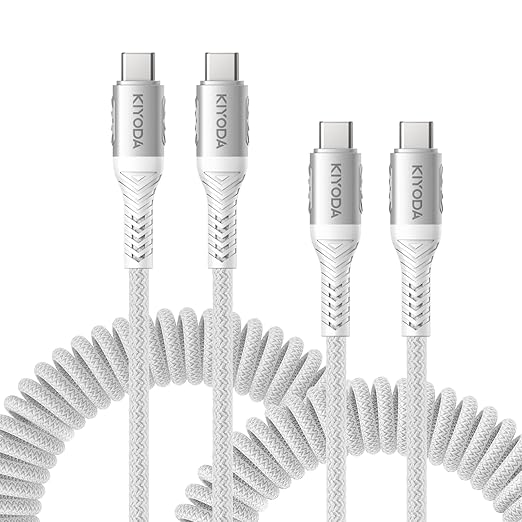 Coiled USB C to C Cable 3ft+6ft, Coiled USB C Cable by KIYODA