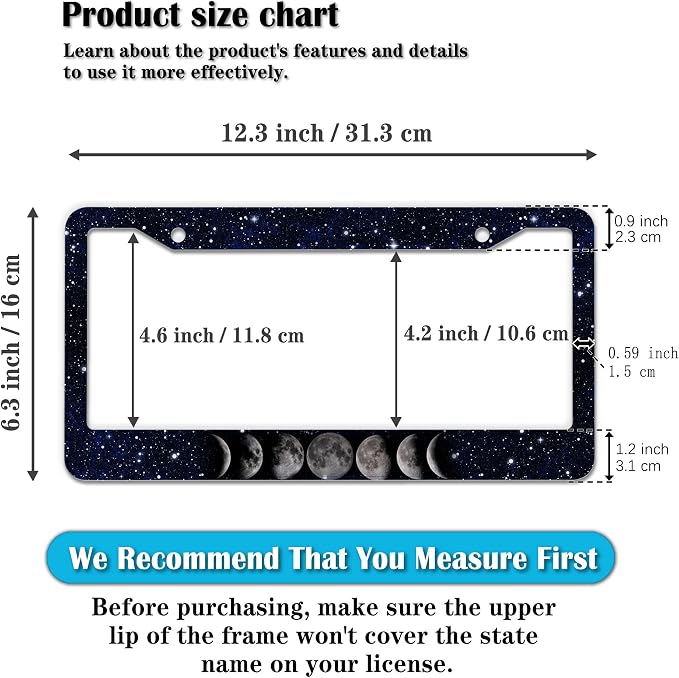 Automotive Exterior Accessories Black and White License Plate Frames Celestial - Image 2