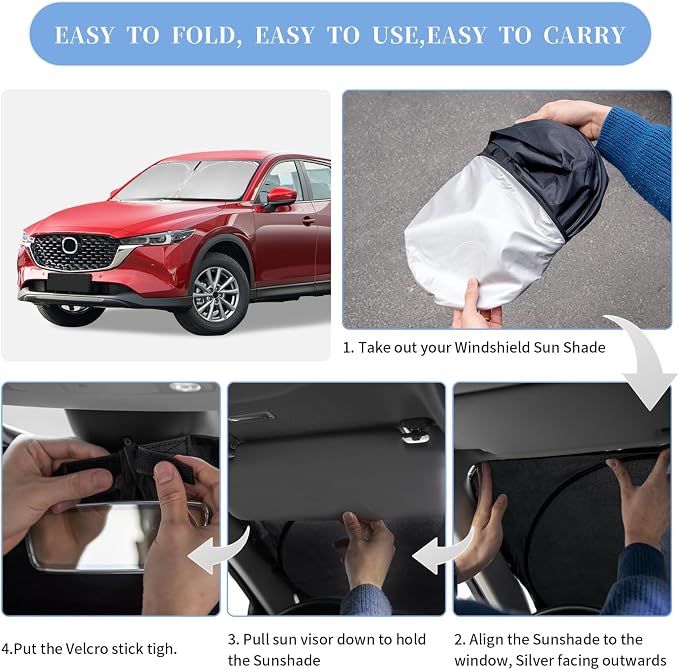 for Mazda CX5 CX-5 2017-2024 2025 Sun Shade Sunshade Windshield Cover, 4-Layer - Image 6