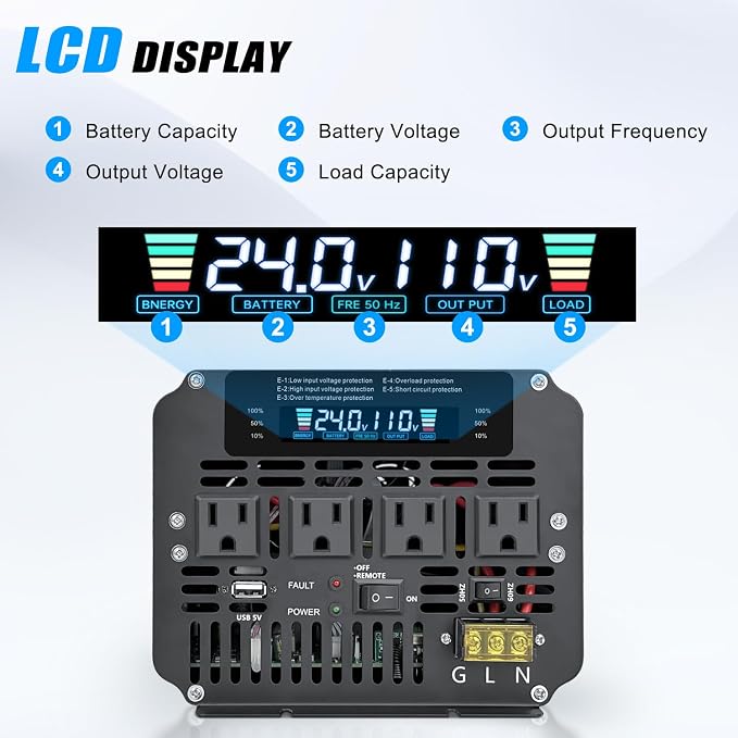 LVYUAN 5000 Watt Power Inverter 24V to 110V 120V - Image 3