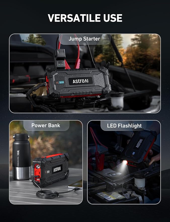 AstroAI S8 Ultra 4000A Peak Jump Starter, Up to All Gas/12L Diesel Engine - Image 8