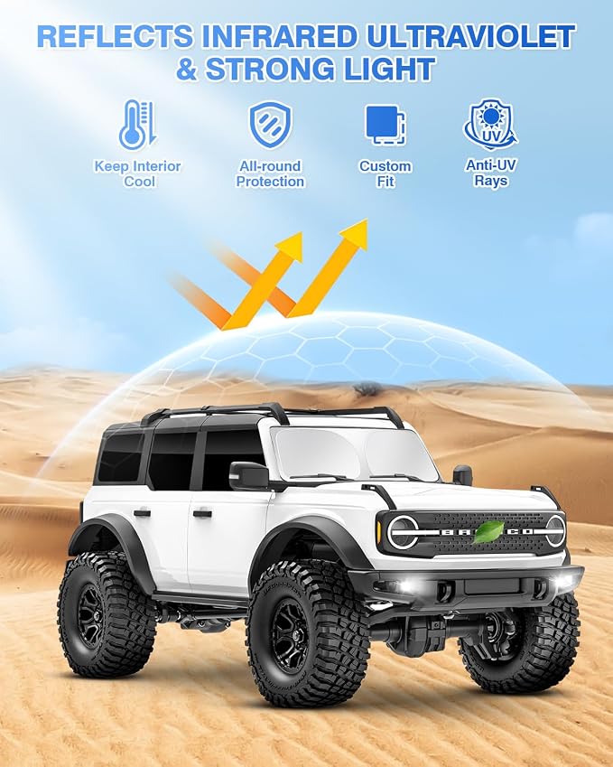 Windshield Sun Shade for 2021-2025 2026 Ford Bronco 4 Door Side Rear Window - Image 2