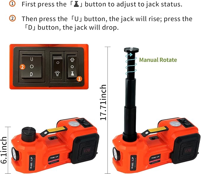 E-HEELP Electric Car Jack 5Ton 12V Kit Hydraulic - Image 2