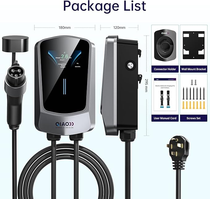 QIAO Level 2 EV Charger, Wi-Fi Bluetooth APP Enabled EVSE, 4.3in Display - Image 9