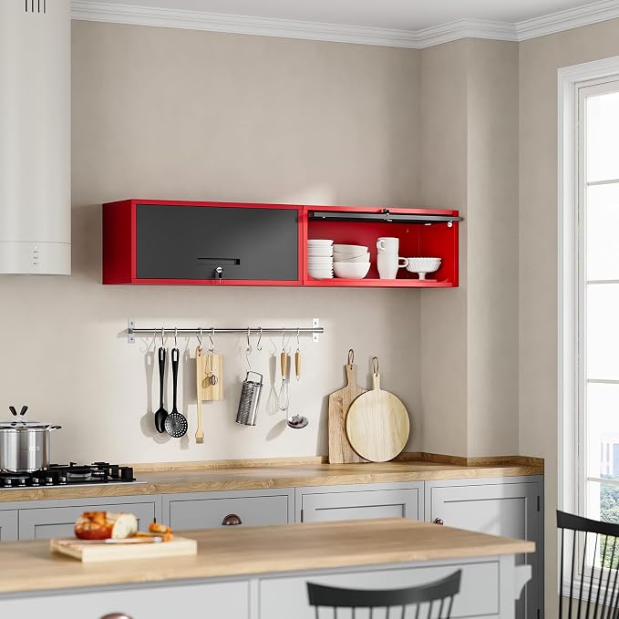 Yizosh Metal Wall Cabinet with Doors, Wall Mounted Storage Cabinet, Floating - Image 7