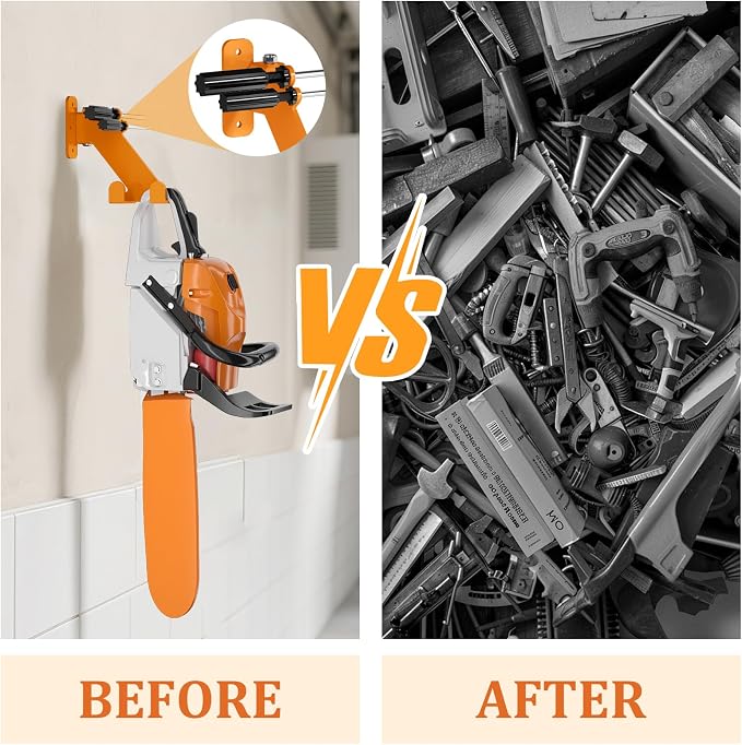 Chainsaw Hanger, 3-in-1 Chainsaw Wall Mount Adjustable Screws - Image 6