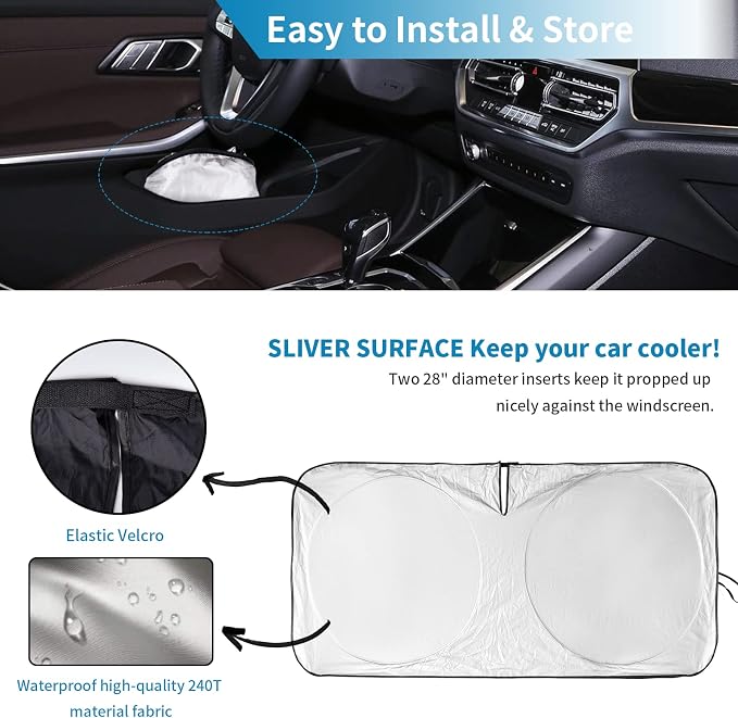 INSAUTO for Toyota Tundra Car Sun Shade Windshield for Tundra 2006 2005 2004 - Image 8