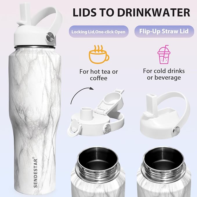 SENDESTAR 32oz Water Bottle Wide Mouth Stainless Steel Vacuum Insulated Double - Image 4