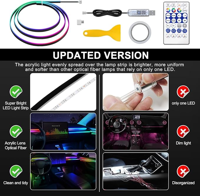 Dreamcolor Acrylic Interior Car LED Strip Light - Image 5