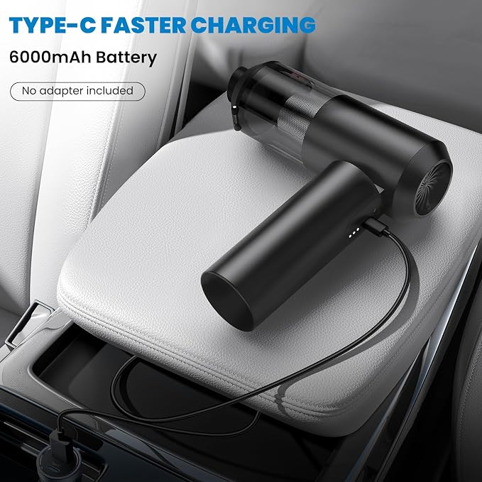 90° Foldable Car Vacuum Portable Cordless 16000PA, 4-in-1 Mini Vacuum Cleaner - Image 9