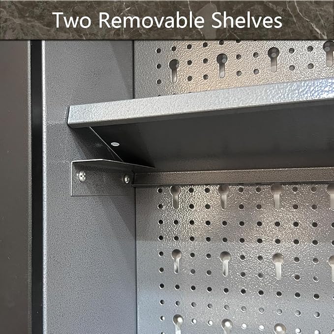JZD Industrial Steel Garage Storage Cabinet System, Included Pegboard Wall - Image 6