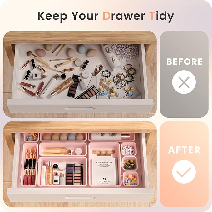 A-LuGei 【】【Pink】 Tool Box Organizer Tray Divider Set, Desk Drawer - Image 4