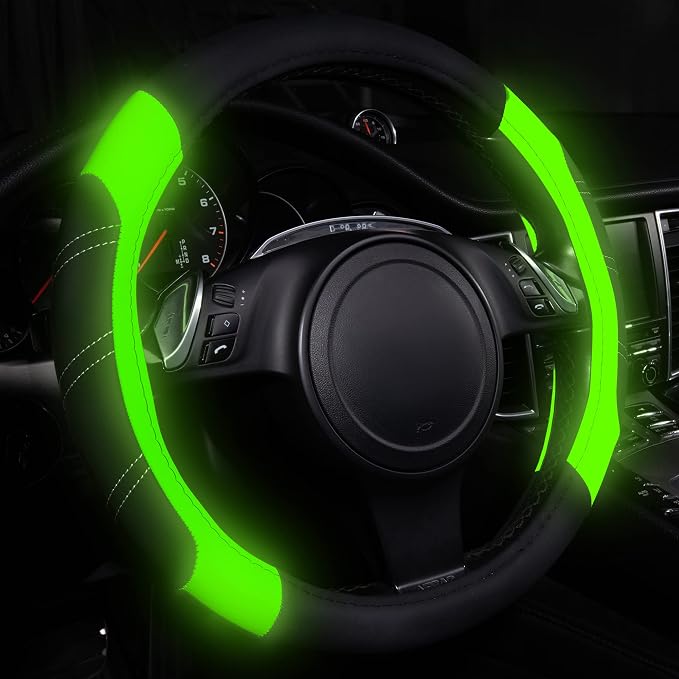 CAR PASS Line Rider Microfiber Leather Sporty Steering Wheel Cover Universal by CARPASS
