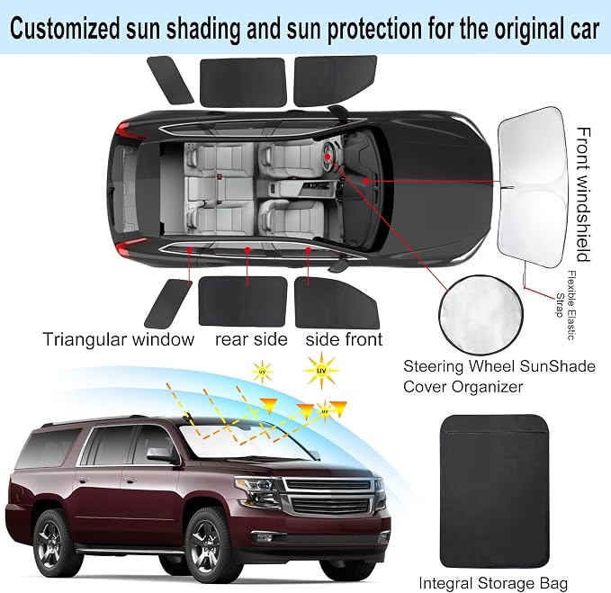 TINGLU Window Shades for Chevrolet Chevy Suburban 2015-2020 Accessories Car - Image 3