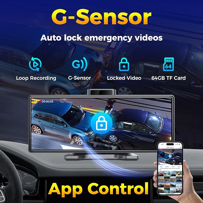 10.26" Wireless Apple CarPlay Android Auto Car Screen - Image 4