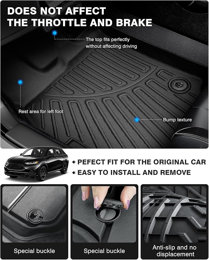 Powerty Floor Mats for 2023 2024 2025 Honda HR-V HRV Accessories All Weather - Image 4