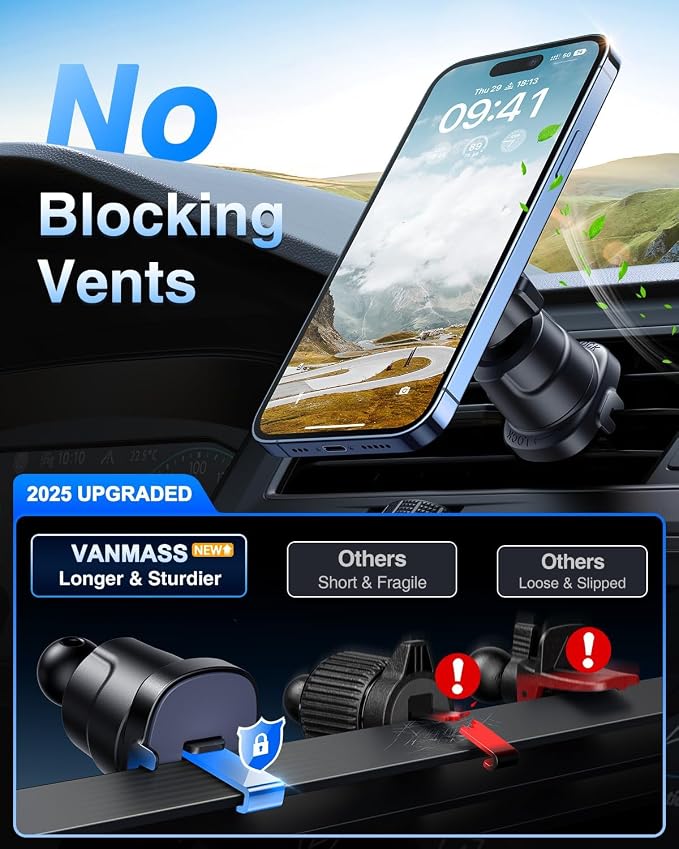 VANMASS for MagSafe Car Mount Magnetic Phone Holder Suction Cell Stand for - Image 6