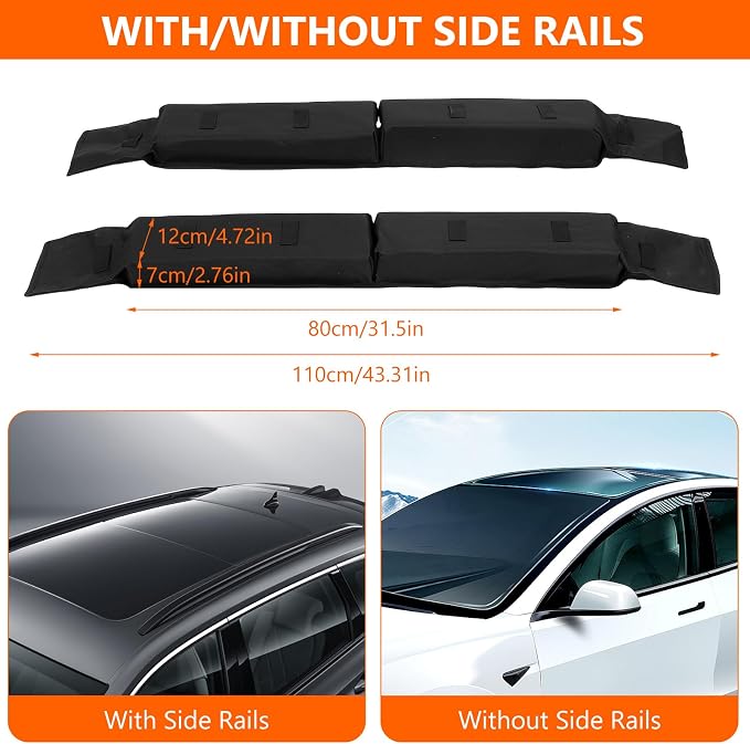 Car Soft Roof Rack Black 600D Oxford Cloth EVA Foam Anti Slip Bottom Universal - Image 2