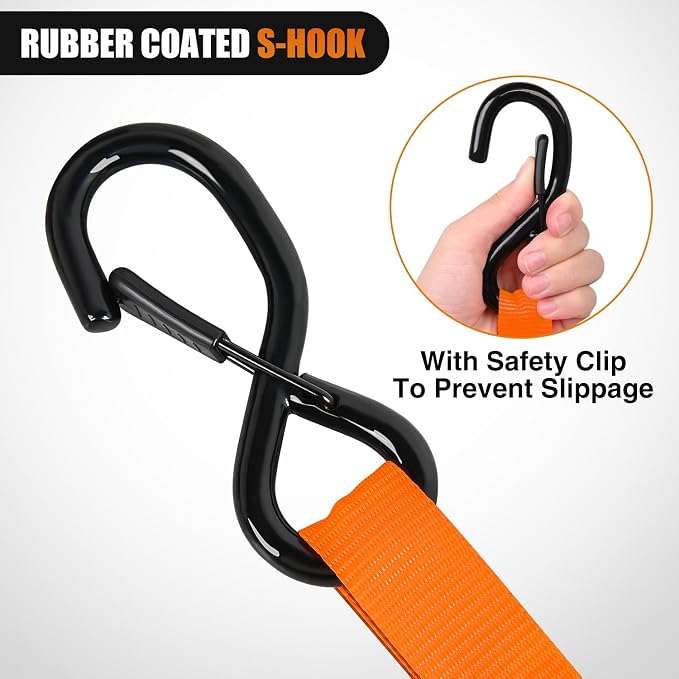 Nilight Ratchet Tie Down Straps 4500Lbs Max Break Strength 1”×15’ Heavy Duty - Image 4