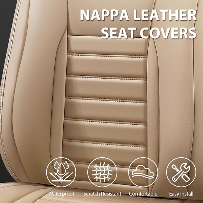 CAR PASS Nappa Leather Car Seat Covers Full Set, Luxury Seat Protector - Image 3
