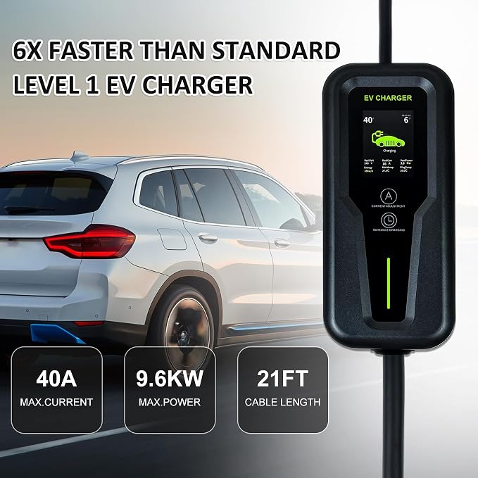 Level 2 EV Charger 40Amp, NEMA 14-50 J1772 Connector and 25 ft Cable, Portable - Image 2