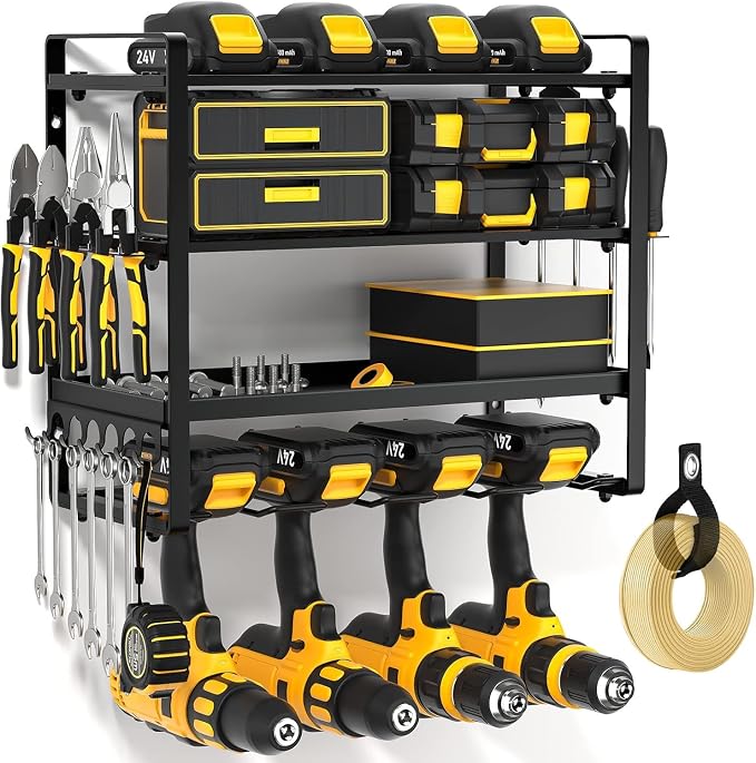 Power Tool Organizer Wall Mount, Heavy Duty Drill Holder, Garage Tool Organizer by POKIPO
