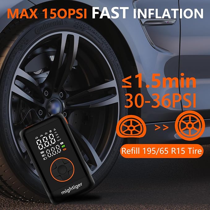 Tire Inflator Portable with Air Release Valve Mini Air Compressor Cordless with - Image 6