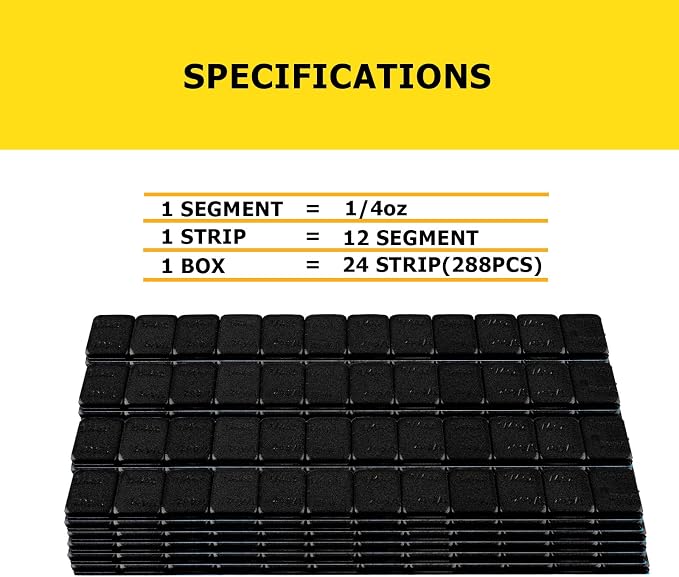 YIZBAP Wheel Weights Black 1/4oz, 72 oz/Box, - Image 5