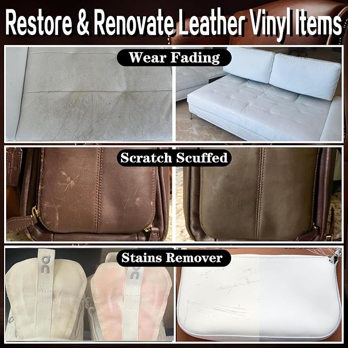 White Leather Repair Kit White Leather Dye Vinyl Paint Cream Purse Boat Seat - Image 2