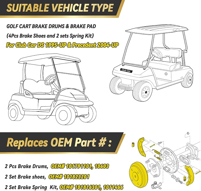 Golf Cart Brake Repair Kit fit Club Car DS 1995-Up and Precedent 2004-Up - Image 3