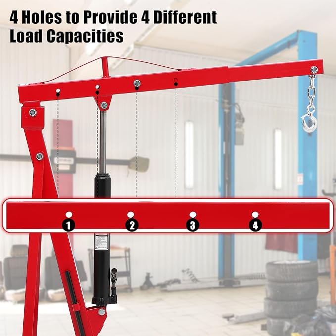 2 Ton Hydraulic Engine Hoist, 4400LBS Folding Cherry Picker Engine Hoist Lift - Image 6